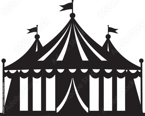 Circus Show Tent Silhouette Vector | Traditional Carnival Illustration