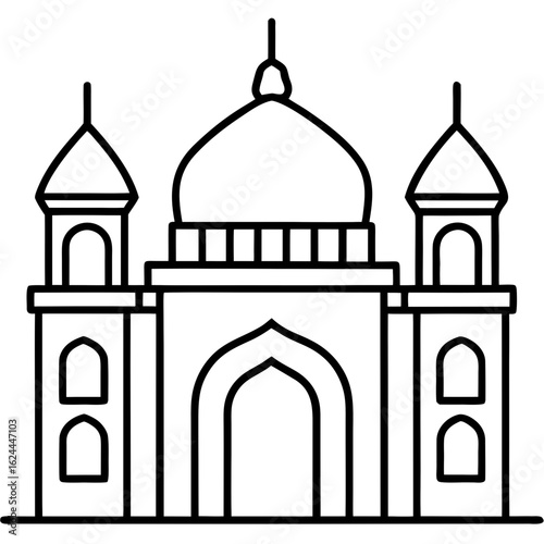 black and white mosque building outline clip art preview