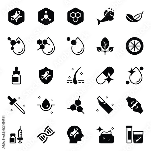 Glyph icons set for Beauty diet