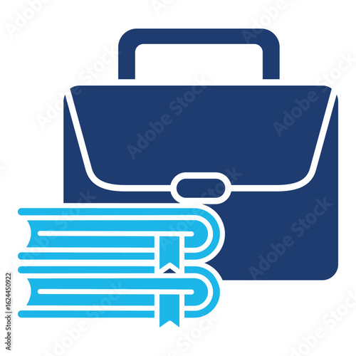 Bag Icon In Blue Monochrome Flat Design, Vector Illustration