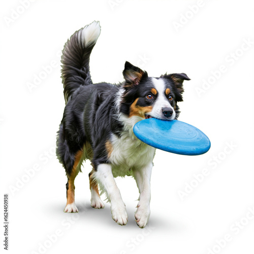 Border Collie Catching Frisbee in Mid-Air, Intense Focus and Joyful Energy.