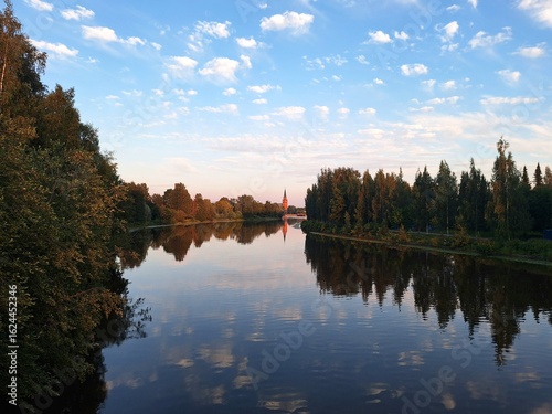 Kokemäki River at Pori centre late in the summer evening