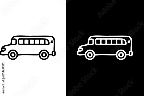 Hand drawn school bus illustration vector graphic transportation vehicle icon
