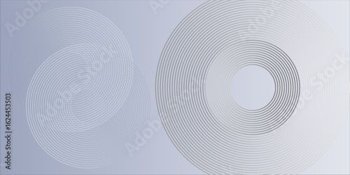 Digital abstract artwork featuring concentric circular line patterns over a soft gradient backdrop in shades of blue and gray. eps 10