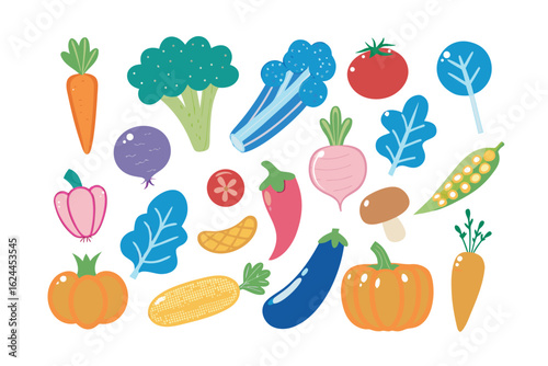 Colorful Fresh Produce: A vibrant collection of assorted fresh produce, each element bursting with natural colors and textures, showcasing a healthy harvest and the beauty of nature's bounty.
