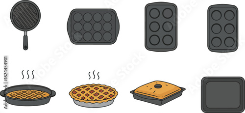 Baking dishes and containers illustration