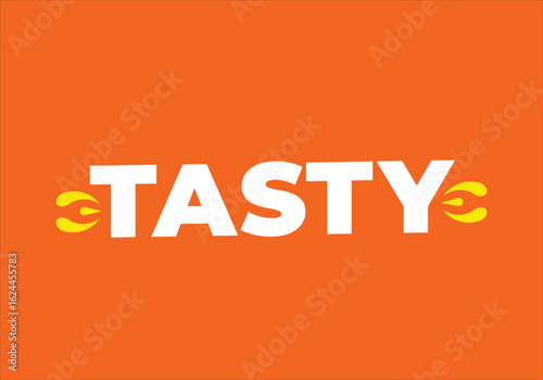 TASTY – Bold White Food Text on a Zesty Orange Background