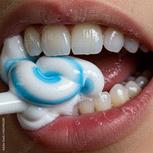 Dynamic Toothpaste Macro: A Fresh, Clean Mouth in Motion. High Detail 8k.