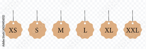 T-shirt size icon set. Clothing size label or tag. Isolated tag sign symbol. Vector illustration in eps 10.