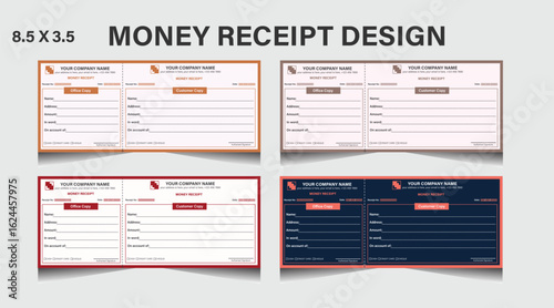 Modern corporate money receipt book design template, suitable for sale. Corporate modern money receipt template design, business invoice template, bill, price list, money slip, deposit, 