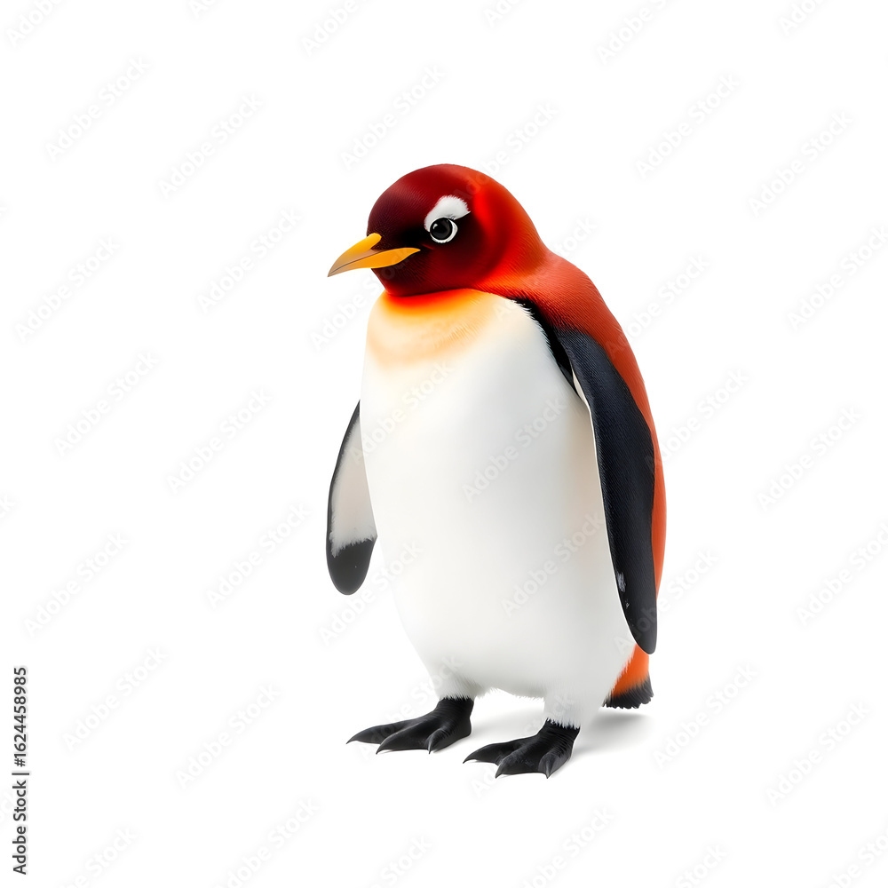 Fototapeta premium A red penguin on white background