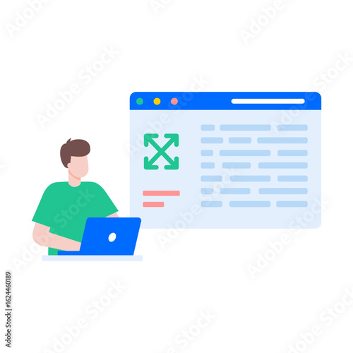 A flat style illustration showing command terminal