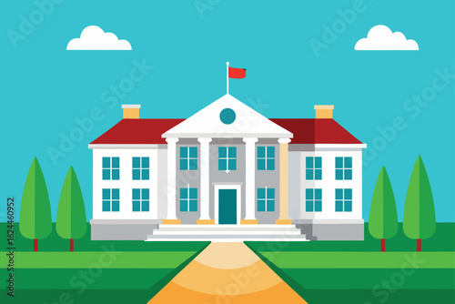historic presidential estate in perspective view  .eps