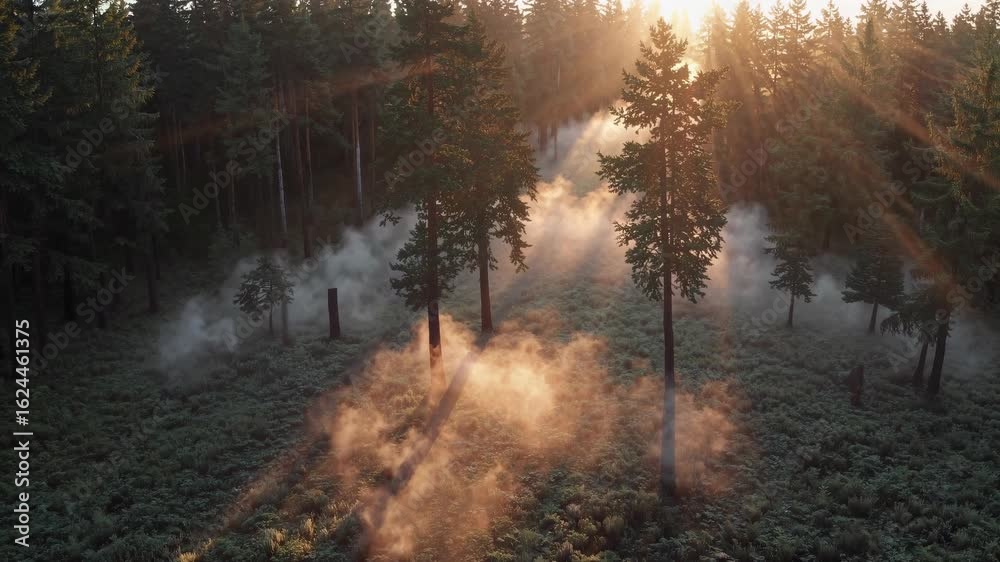 Breathtaking Aerial Sunrise over Forest
