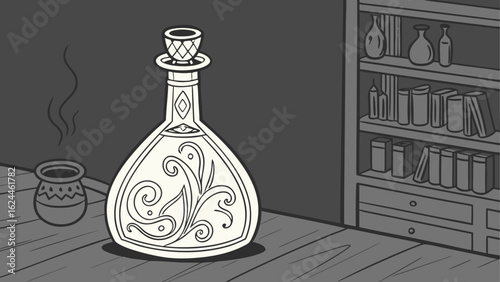 wine bottle and glass