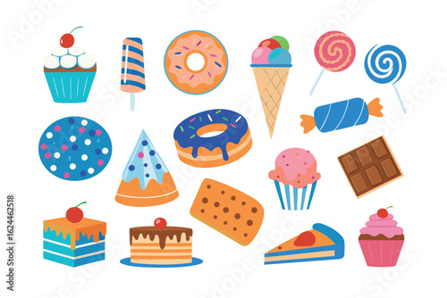 Colorful Treats: An assortment of various desserts, perfect for culinary design, a feast for the eyes, and a symphony of sweet sensations.