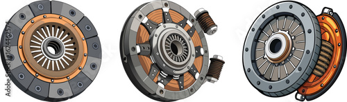 Technical Illustration of Truck Clutch Assembly with Friction Disc & Bearing. 