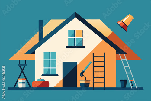 house under renovation with tools  ladders  paint  (1).eps