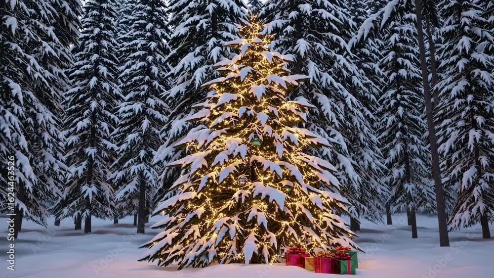 Festive Christmas Tree in Tranquil Forest