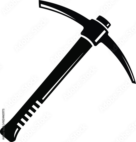 Vector art of a black and white vector graphic of a pickaxe tool used for mining and construction work in various industries