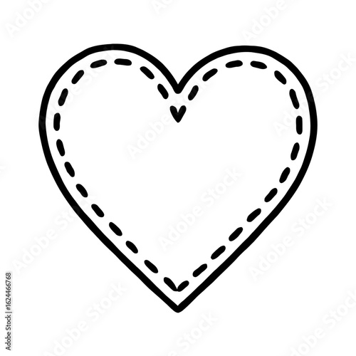 Heart Shape with Dashed Line Vector - Simple Symbol of Love and Romance