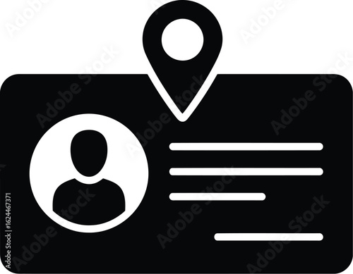 Vector art of identification card with location pin indicating a persons place of employment or personal address