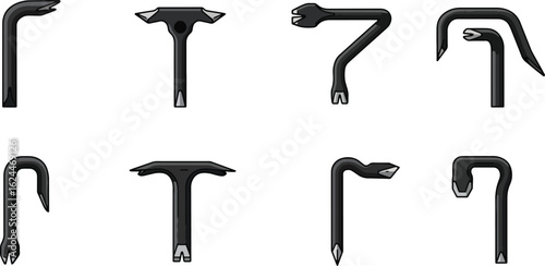 Collection of claw hammers and similar tools