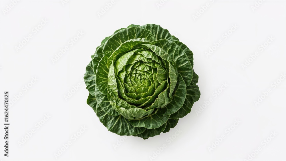 Fototapeta premium Fresh cabbage displayed against a plain white surface.