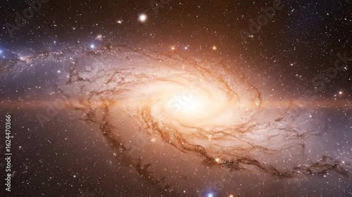 Spiral Galaxy Core Rotation Close Up Energy Vortex and Star Swirls