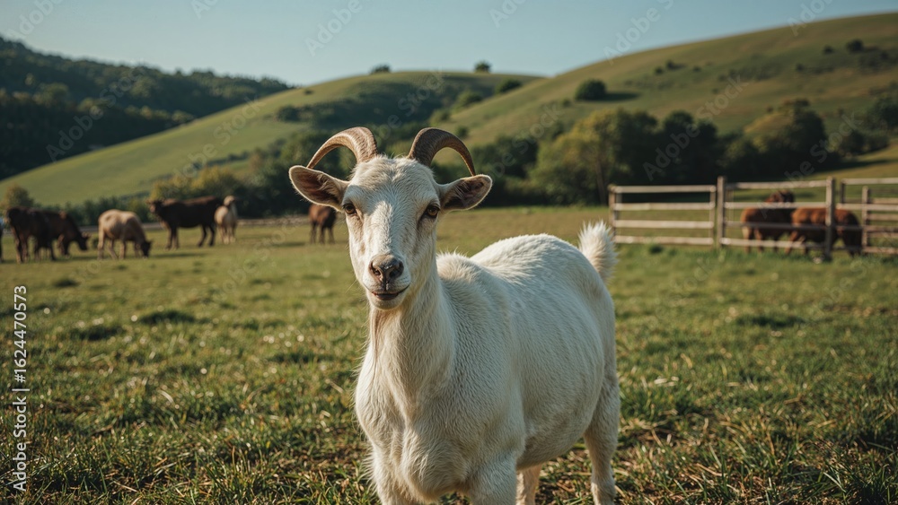 Fototapeta premium A goat wandering in a distant region