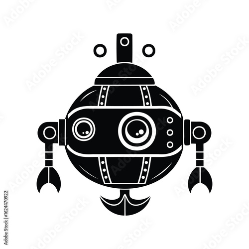 Robotic space rocket vector illustration silhouette