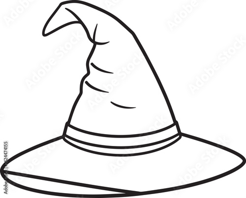 Scary Witch Hat in Black Silhouette | Halloween Vector Illustration Icon