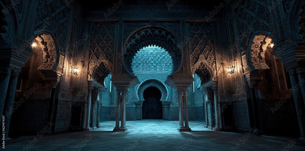Obraz premium Mystic Moorish Arch Night View