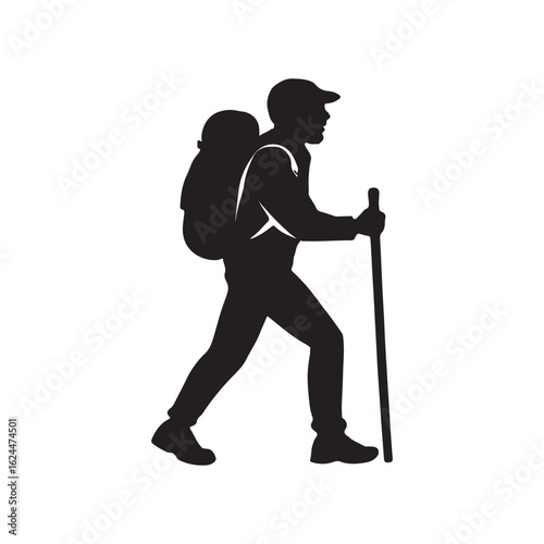 Hiking icon Silhouette Vector Style With White Background.