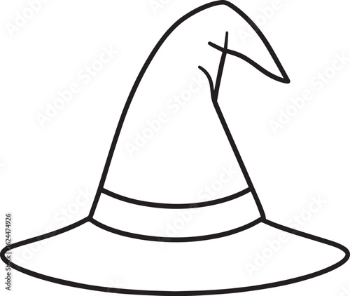 Scary Witch Hat in Black Silhouette | Halloween Vector Illustration Icon