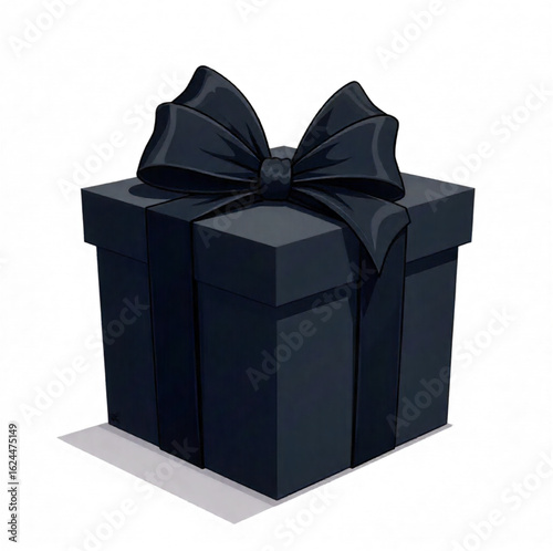 Black gift box with black ribbon for Christmas, birthday or other holiday