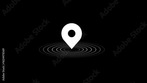 Neon glowing gps location animated icon on black background. Neon location pin animation. Location 4k animation. GPS icon animation
