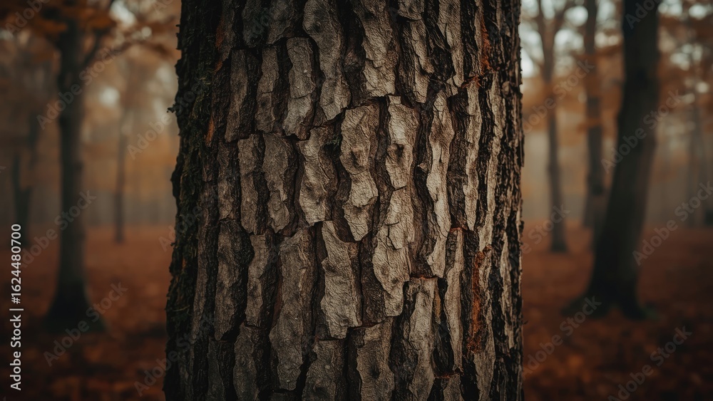 Fototapeta premium Close-up of tree bark with abstract blurred backdrop