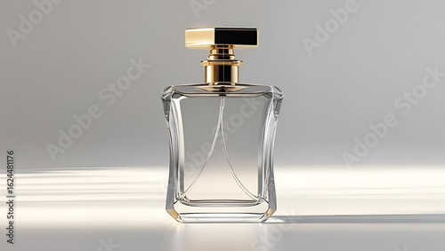 Elegant perfume bottle with thin black outline design creates minimal luxurious aesthetic on white base
