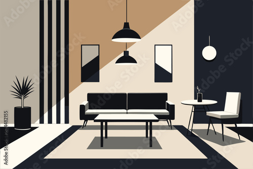 monochrome interior design concept with black and .eps