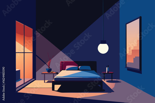 mood lighting in minimalist bedroom  .eps