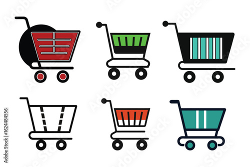 E-commerce Shopping Silhouette Cart, Online Purchase Icon