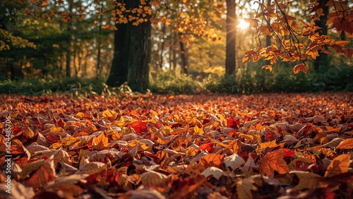 Wallpaper Mural Fall scenery with bright leaves forming a decorative nature frame Torontodigital.ca