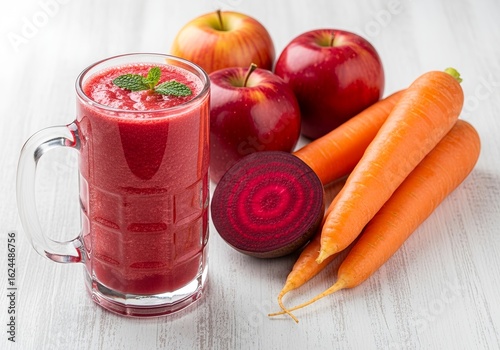 Carrots and beets, Refreshing Beetroot Apple Carrot Smoothie Drink.