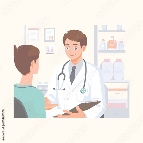 Flat Vector Illustration of a General Practitioner Doctor