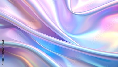 Iridescent fabric with pastel hues, flowing in soft, elegant folds
