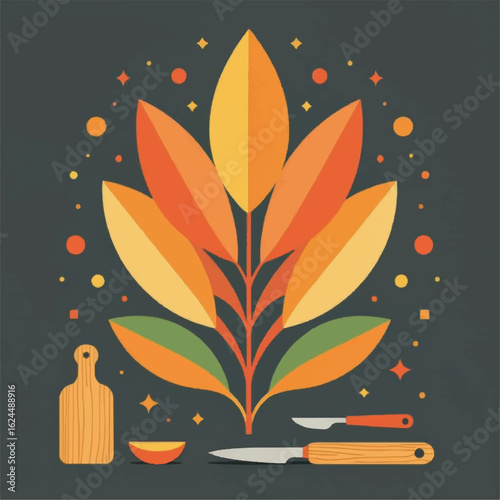 vector illustration of chopping board,knife