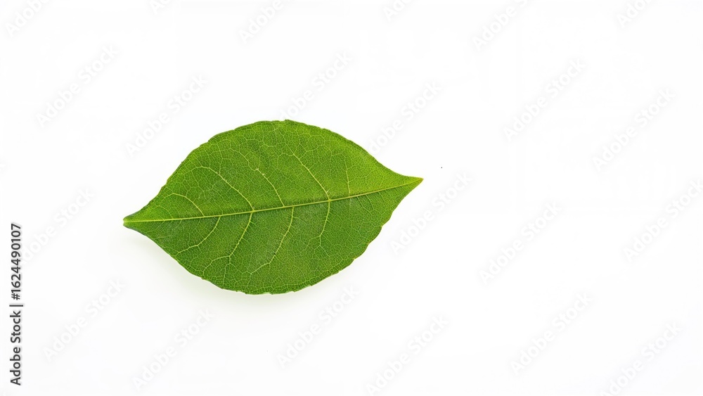 Fototapeta premium Detailed view of an apple tree leaf with white background