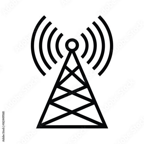 Radio Tower Outline Vector Illustration