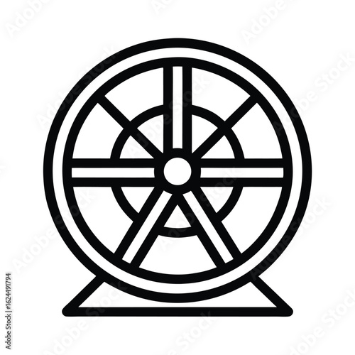 Hamster Wheel Outline Vector Illustration